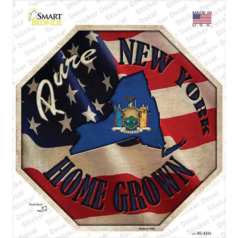 New York Home Grown Novelty Octagon Sticker Decal