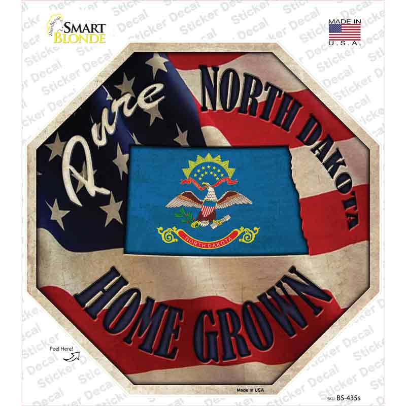 North Dakota Home Grown Novelty Octagon Sticker Decal
