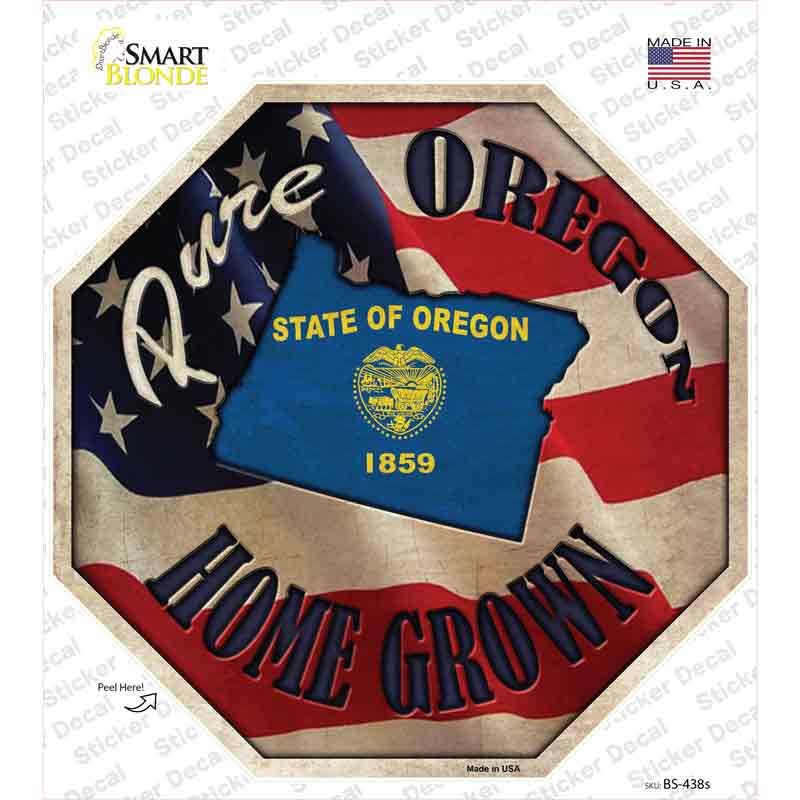 Oregon Home Grown Novelty Octagon Sticker Decal
