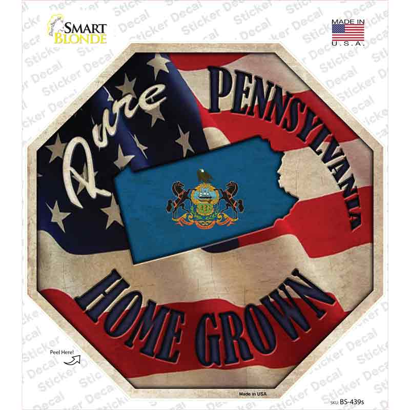 Pennsylvania Home Grown Novelty Octagon Sticker Decal Small