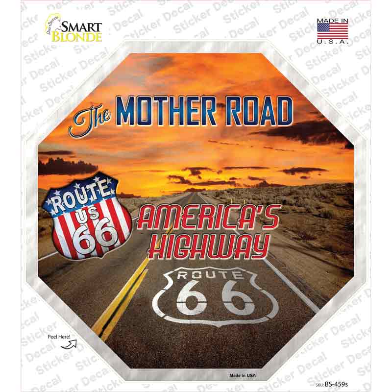 Route 66 With Sunset Novelty Octagon Sticker Decal Small