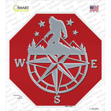 Bigfoot Compass North Red Novelty Octagon Sticker Decal Small