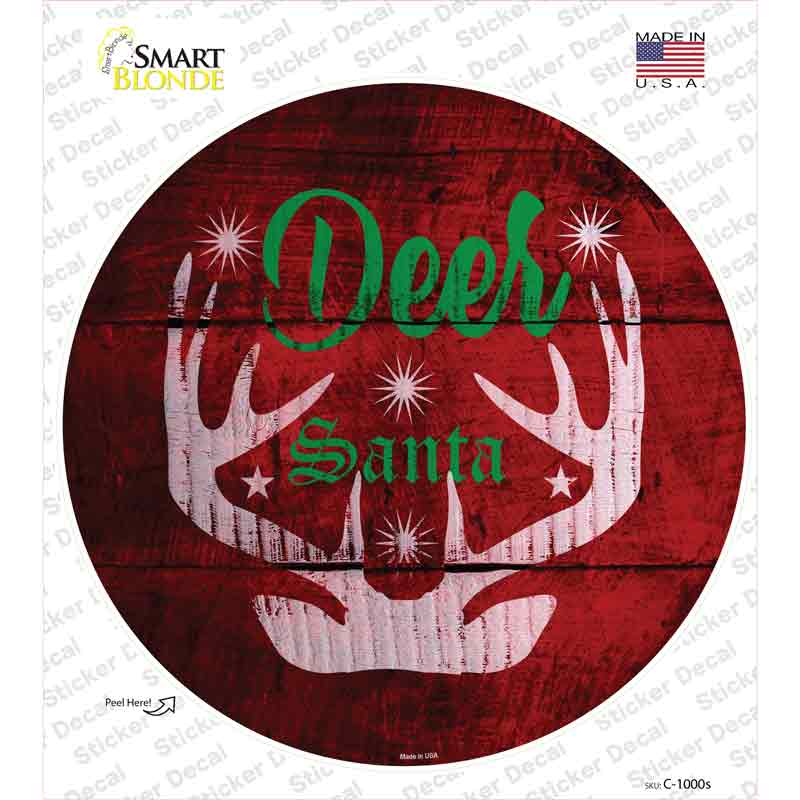 Deer Santa Novelty Circle Sticker Decal