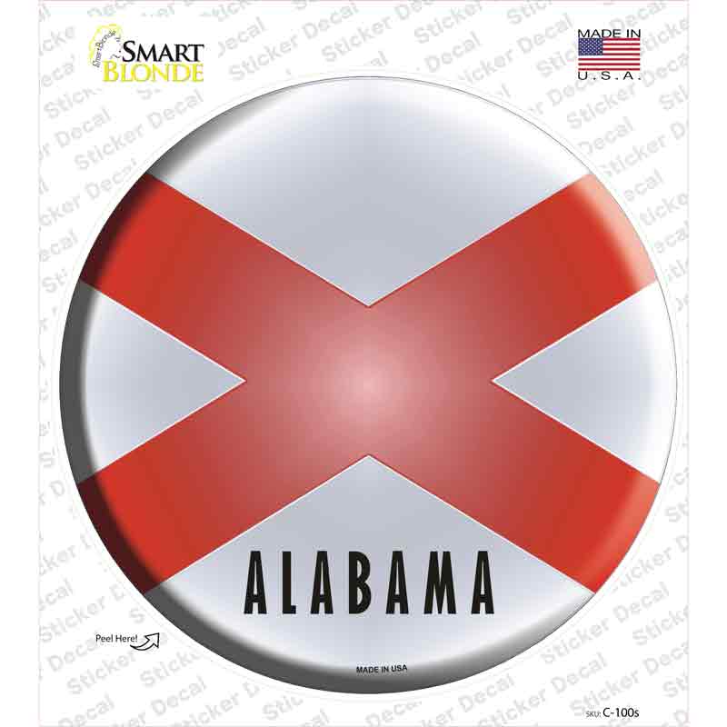 Alabama State Flag Novelty Circle Sticker Decal