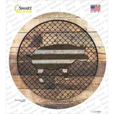 Pig on Wood Novelty Circle Sticker Decal