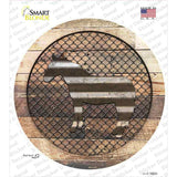 Horse on Wood Novelty Circle Sticker Decal