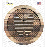 Butterfly on Wood Novelty Circle Sticker Decal