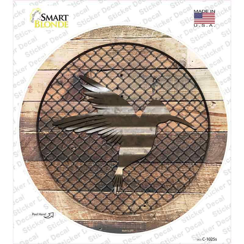Hummingbird on Wood Novelty Circle Sticker Decal