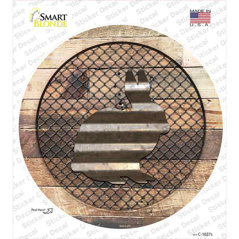 Rabbit on Wood Novelty Circle Sticker Decal
