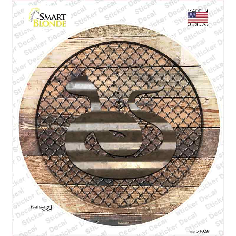Snake on Wood Novelty Circle Sticker Decal