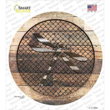 Dragonfly on Wood Novelty Circle Sticker Decal