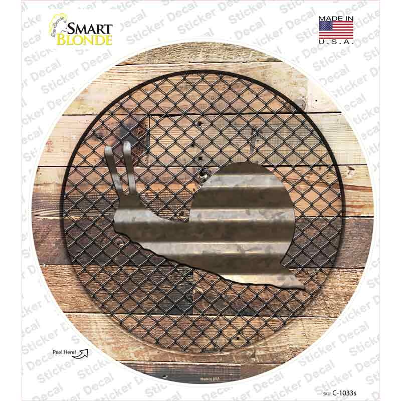 Snail on Wood Novelty Circle Sticker Decal