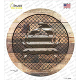 Crab on Wood Novelty Circle Sticker Decal