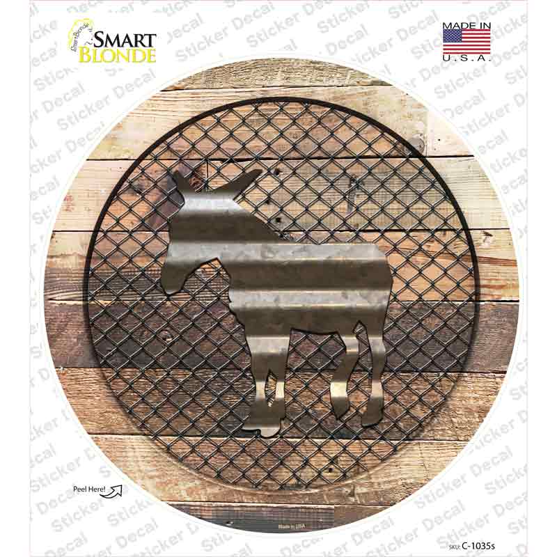 Donkey on Wood Novelty Circle Sticker Decal