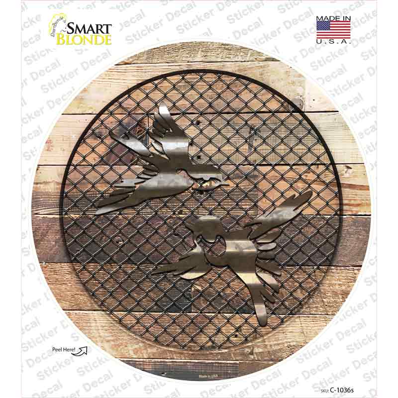 Little Birds on Wood Novelty Circle Sticker Decal