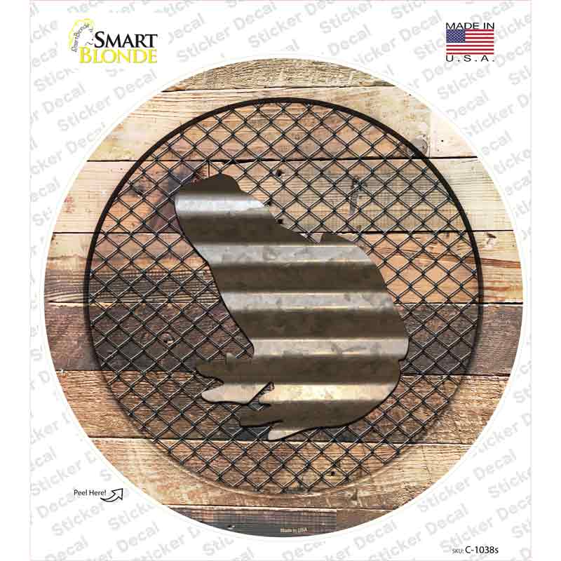 Frog on Wood Novelty Circle Sticker Decal