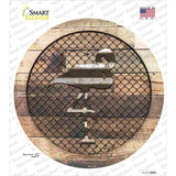 Flamingo on Wood Novelty Circle Sticker Decal