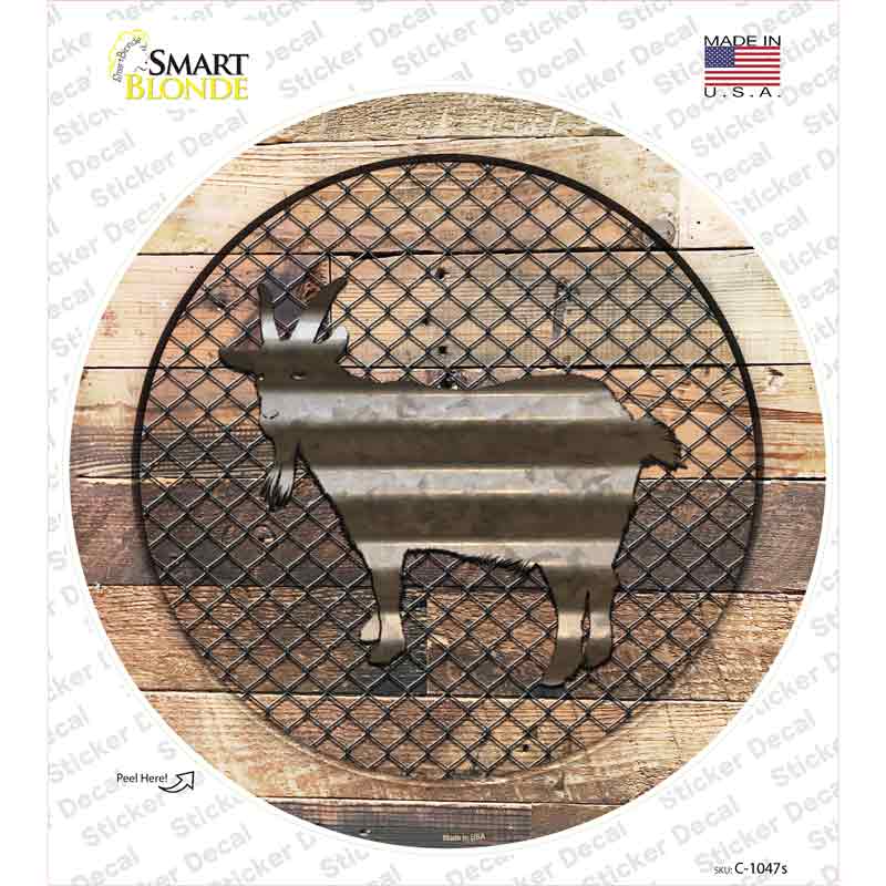 Goat on Wood Novelty Circle Sticker Decal