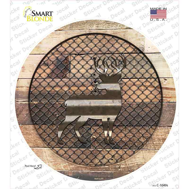 Deer on Wood Novelty Circle Sticker Decal