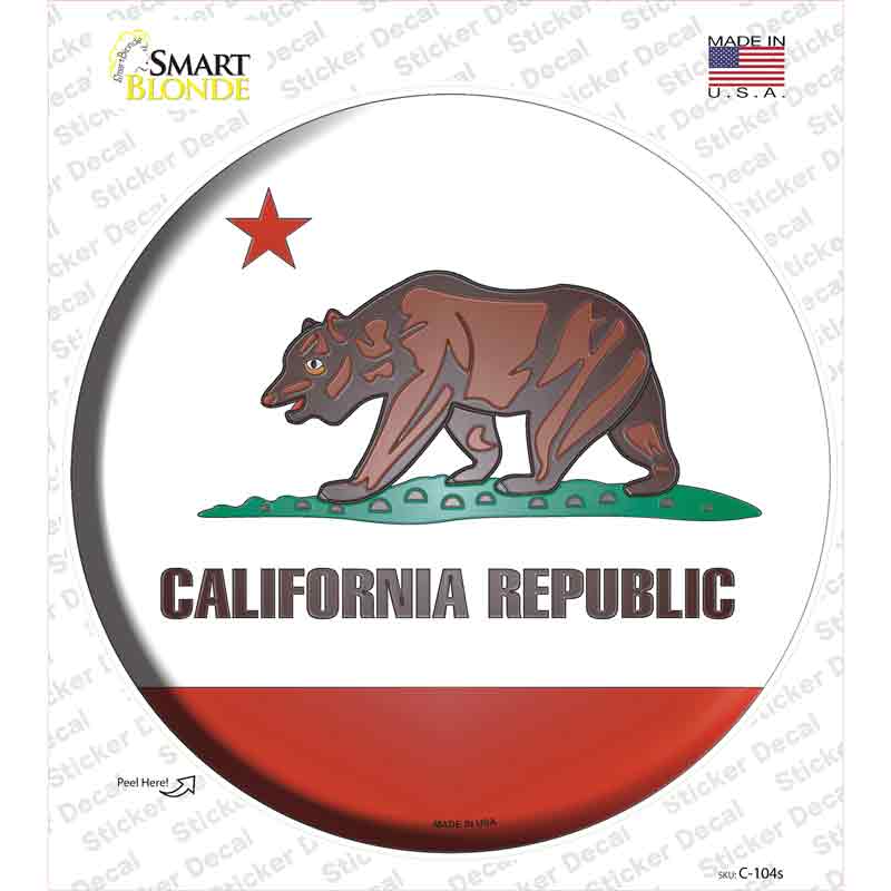 California State Flag Novelty Circle Sticker Decal