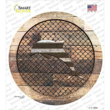 Dolphin on Wood Novelty Circle Sticker Decal