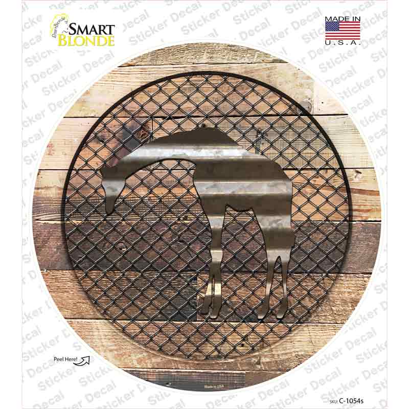Giraffe on Wood Novelty Circle Sticker Decal