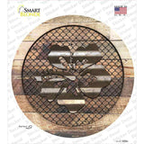 Hawaiian Flowers on Wood Novelty Circle Sticker Decal