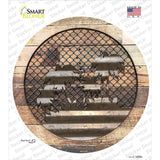 Palm Trees on Wood Novelty Circle Sticker Decal