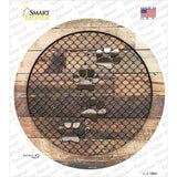 Dog Paws on Wood Novelty Circle Sticker Decal
