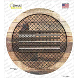 American Flag on Wood Novelty Circle Sticker Decal