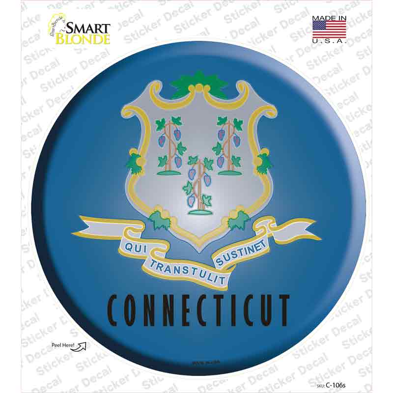 Connecticut State Flag Novelty Circle Sticker Decal