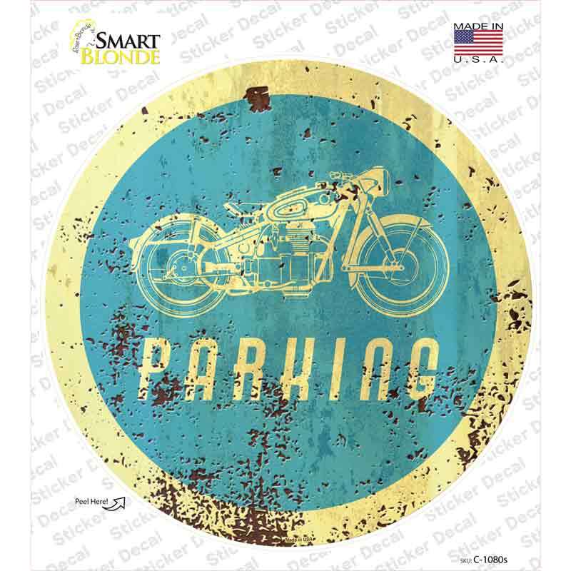 Motorcycle Parking Novelty Circle Sticker Decal