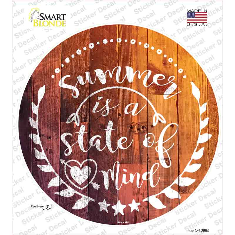 Summer State of Mind Novelty Circle Sticker Decal