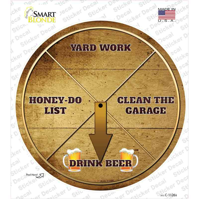 Drink Beer Novelty Circle Sticker Decal