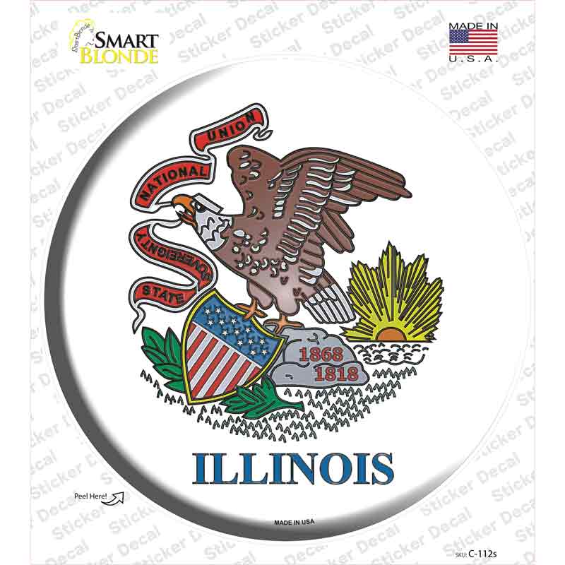 Illinois State Flag Novelty Circle Sticker Decal