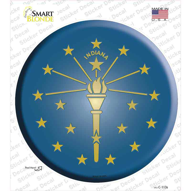 Indiana State Flag Novelty Circle Sticker Decal