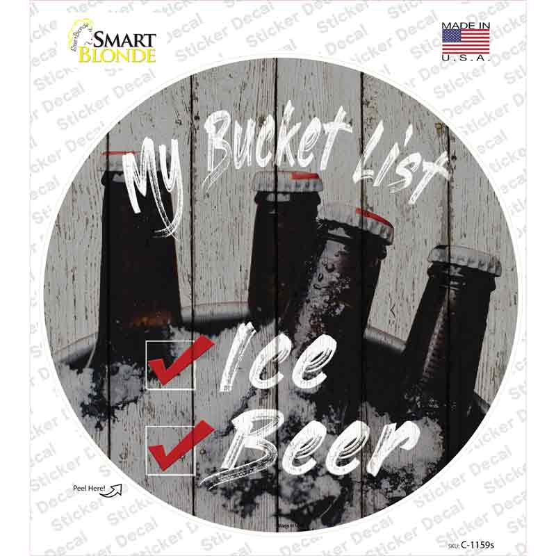 Bucket List Beer Novelty Circle Sticker Decal