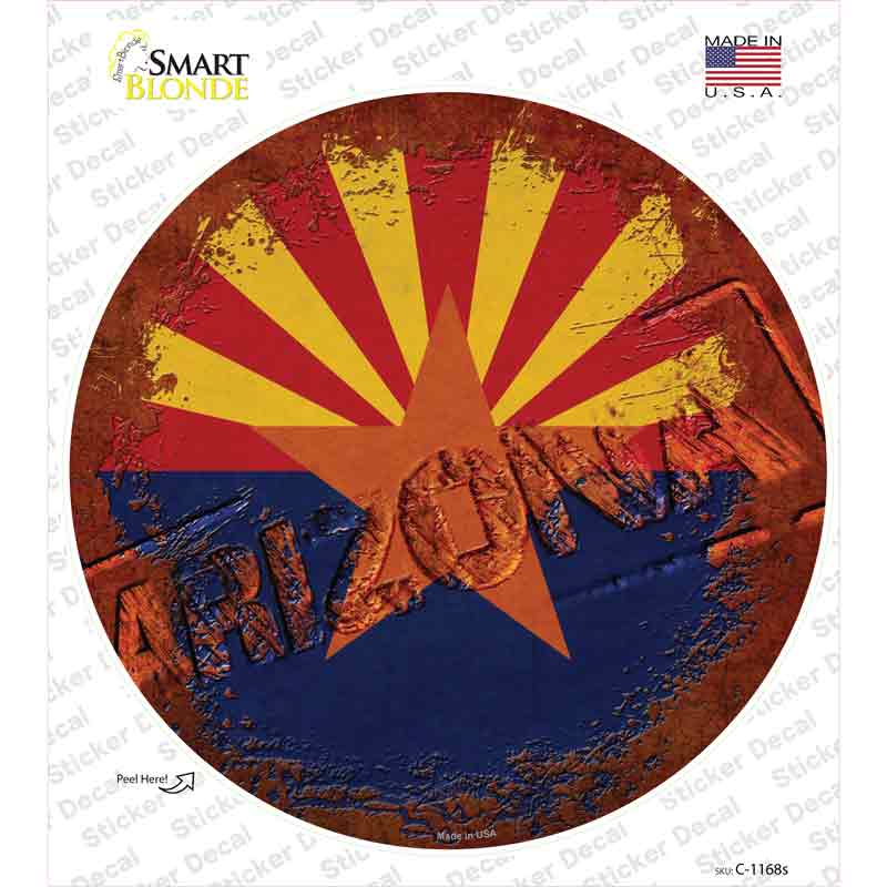 Arizona Rusty Stamped Novelty Circle Sticker Decal