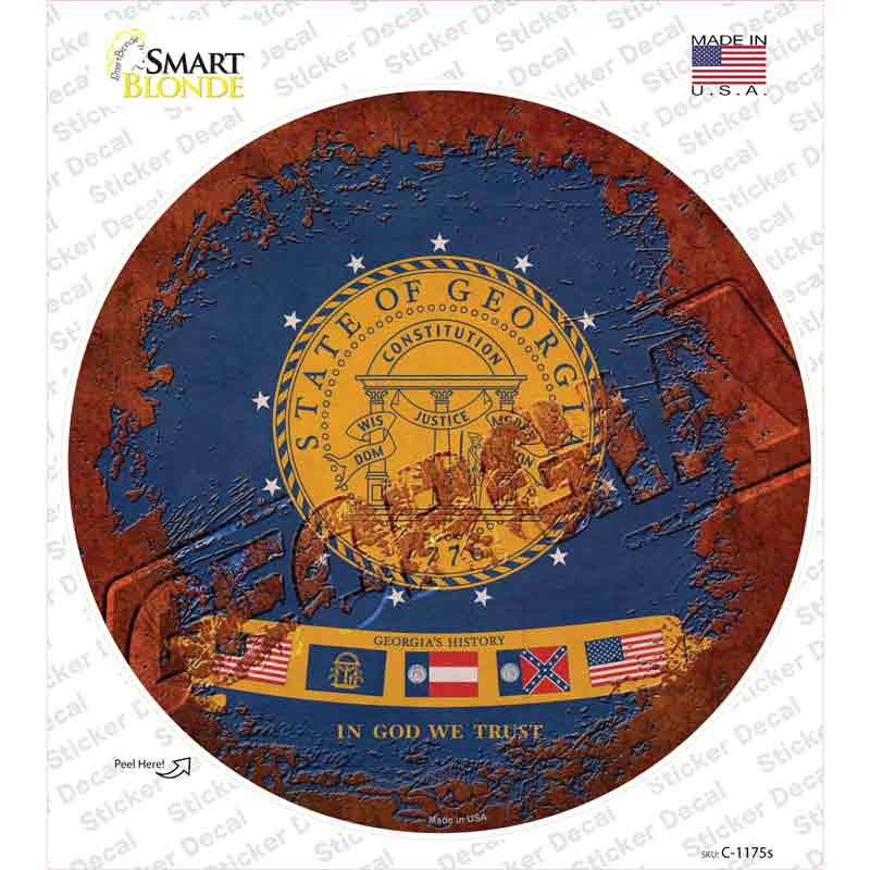Georgia Rusty Stamped Novelty Circle Sticker Decal