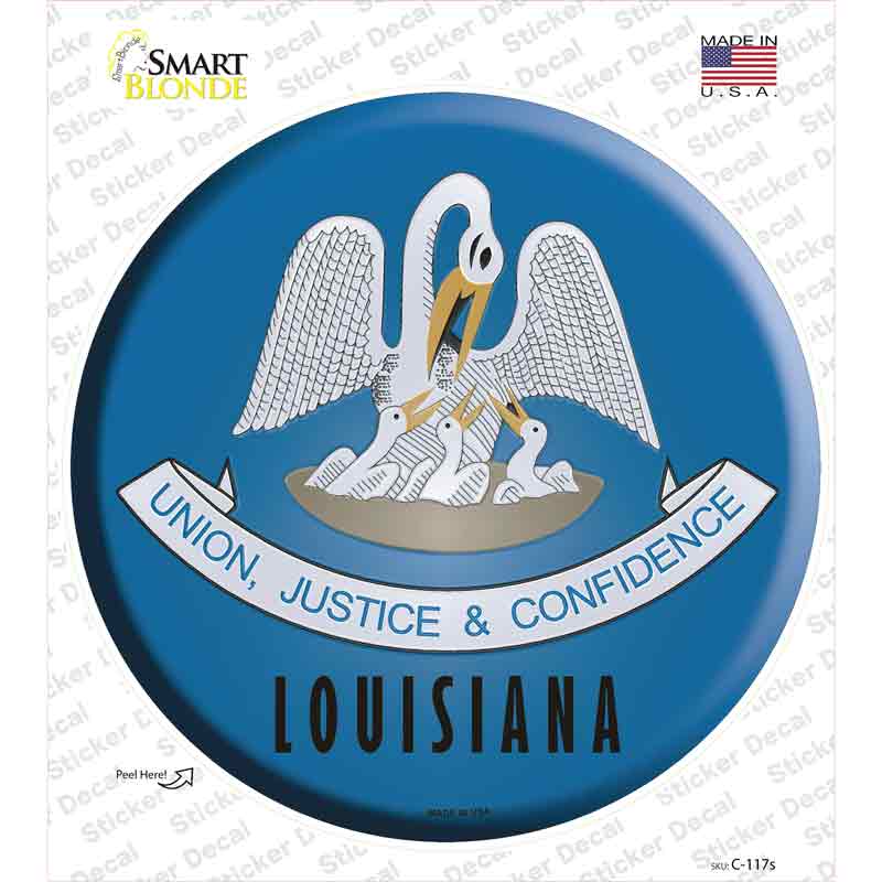 Louisiana State Flag Novelty Circle Sticker Decal