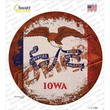 Iowa Rusty Stamped Novelty Circle Sticker Decal