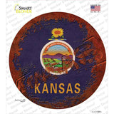 Kansas Rusty Stamped Novelty Circle Sticker Decal