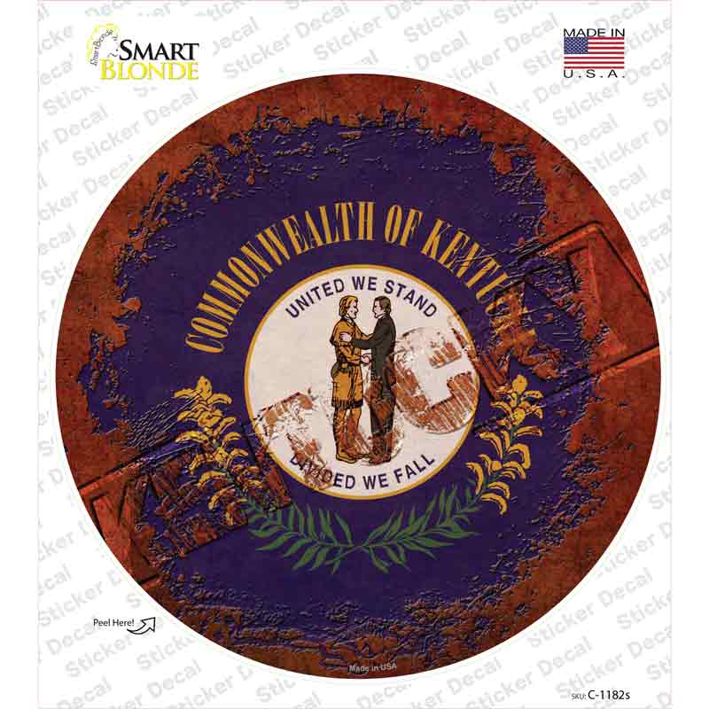 Kentucky Rusty Stamped Novelty Circle Sticker Decal