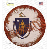 Massachusetts Rusty Stamped Novelty Circle Sticker Decal