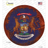 Michigan Rusty Stamped Novelty Circle Sticker Decal