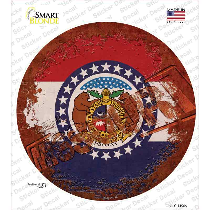 Missouri Rusty Stamped Novelty Circle Sticker Decal