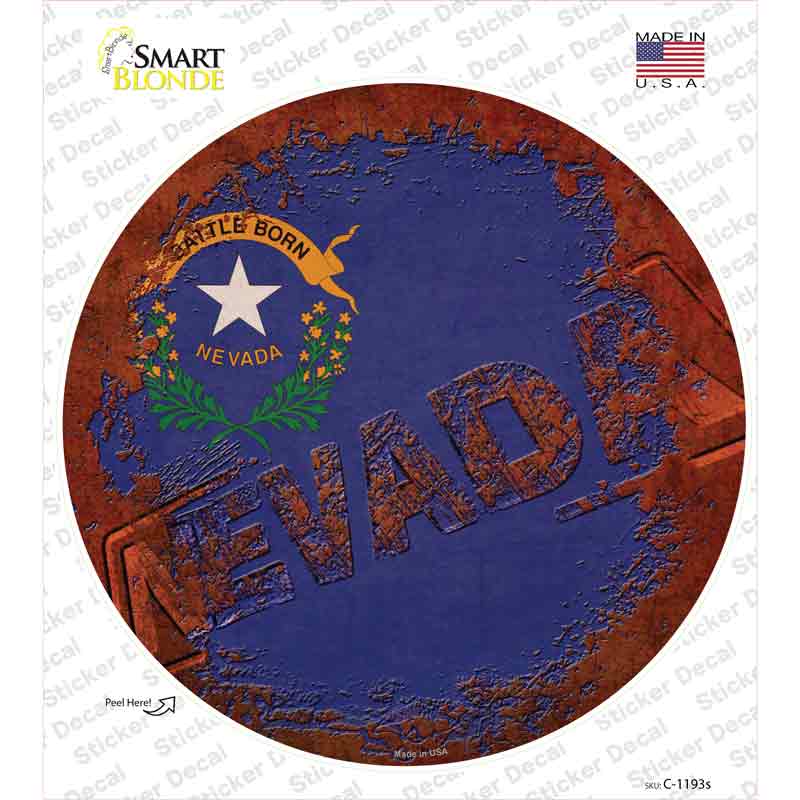 Nevada Rusty Stamped Novelty Circle Sticker Decal