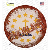 Rhode Island Rusty Stamped Novelty Circle Sticker Decal