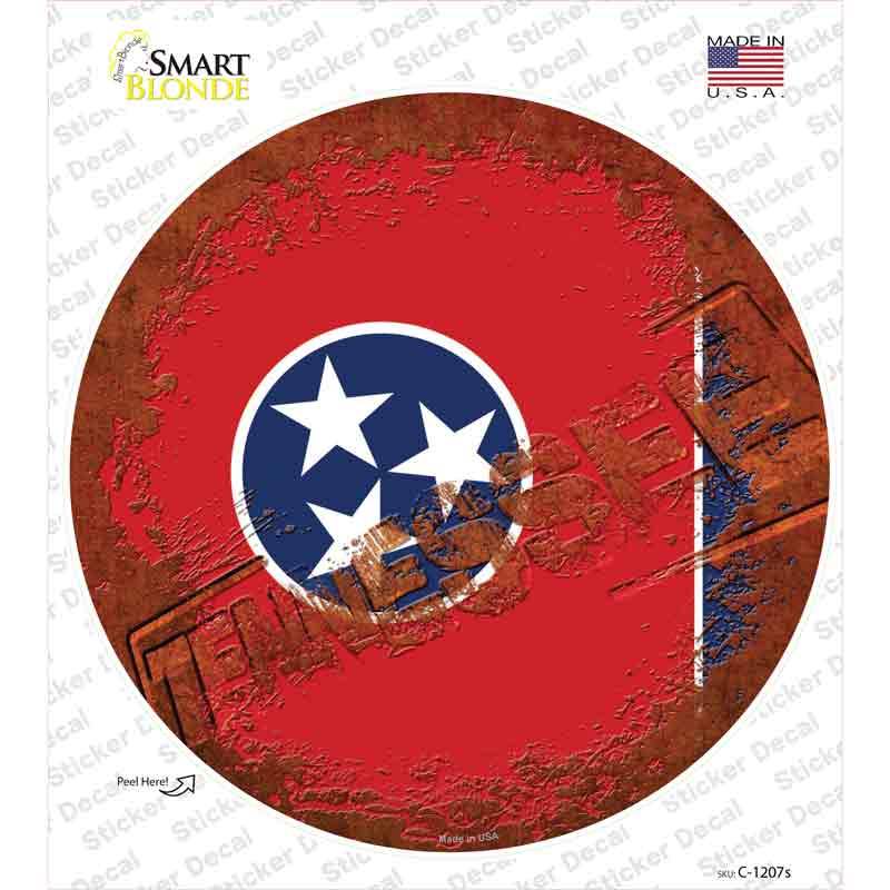 Tennessee Rusty Stamped Novelty Circle Sticker Decal