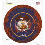 Utah Rusty Stamped Novelty Circle Sticker Decal